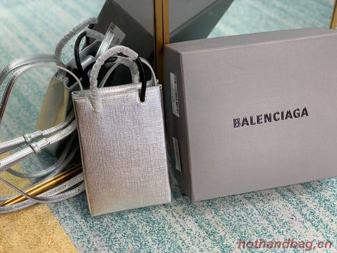 Balenciaga Original Leather Mini Shopper Bag B152865 Silver