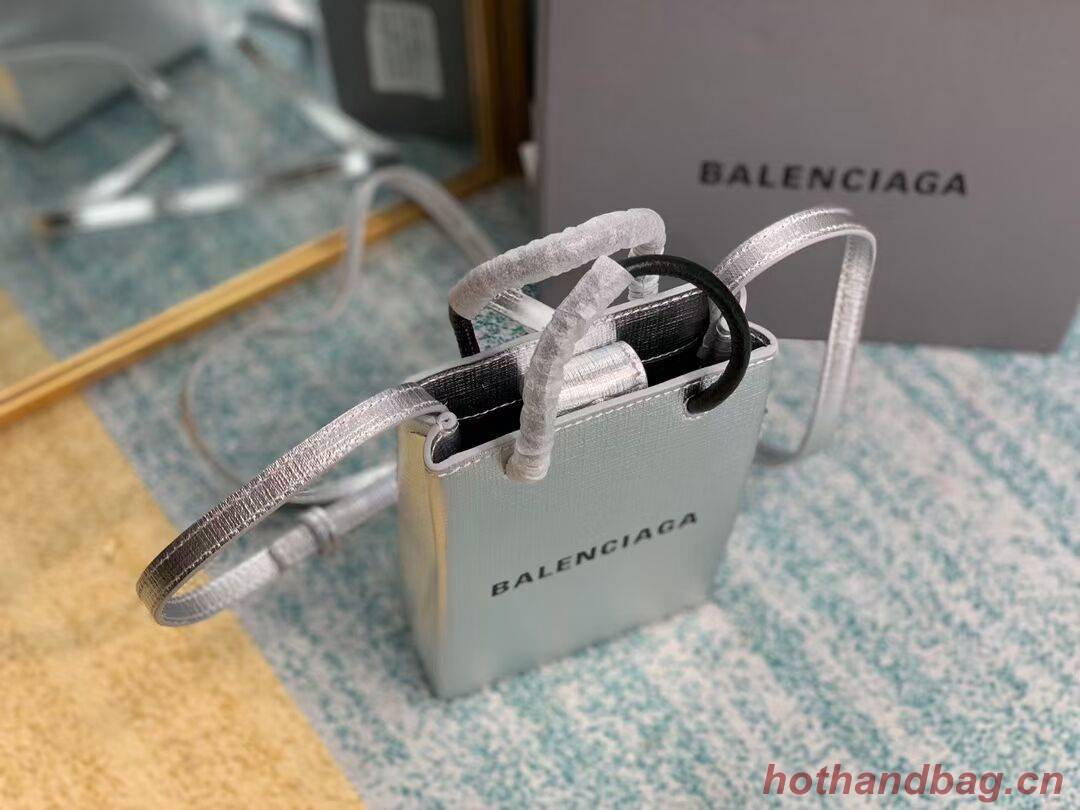 Balenciaga Original Leather Mini Shopper Bag B152865 Silver