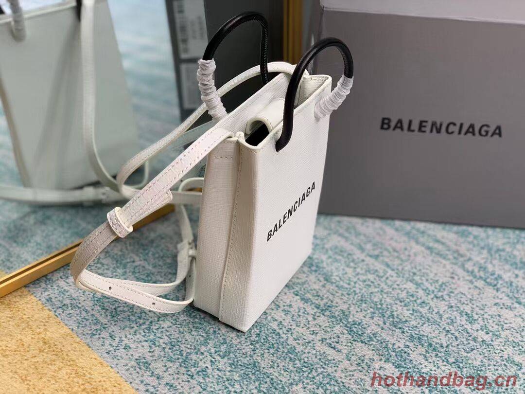 Balenciaga Original Leather Mini Shopper Bag B152865 white&black