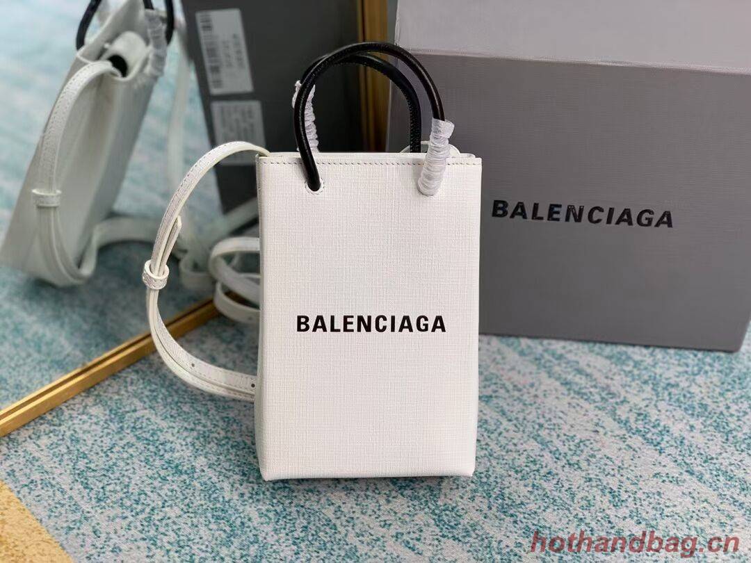 Balenciaga Original Leather Mini Shopper Bag B152865 white&black