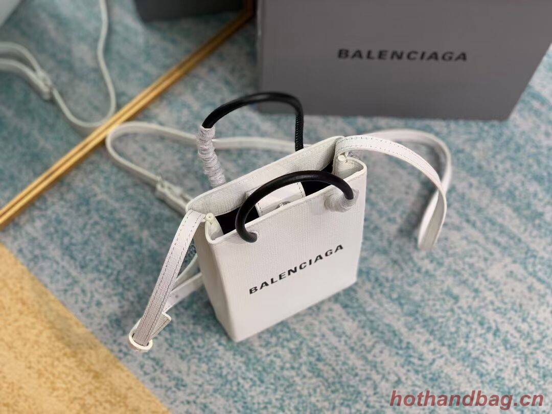 Balenciaga Original Leather Mini Shopper Bag B152865 white&black