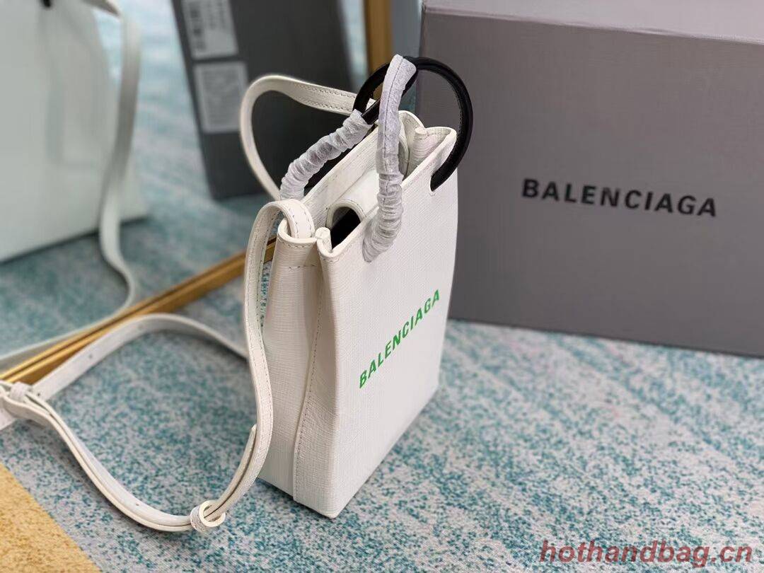 Balenciaga Original Leather Mini Shopper Bag B152865 white&green