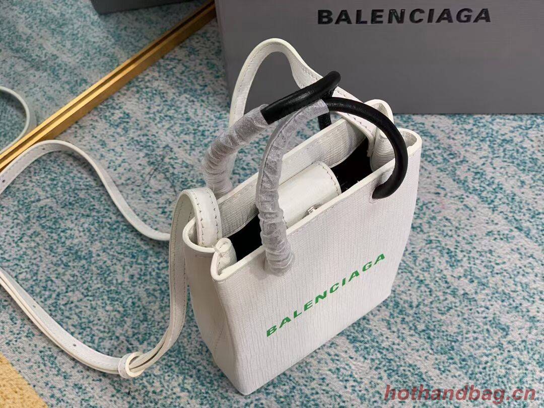 Balenciaga Original Leather Mini Shopper Bag B152865 white&green