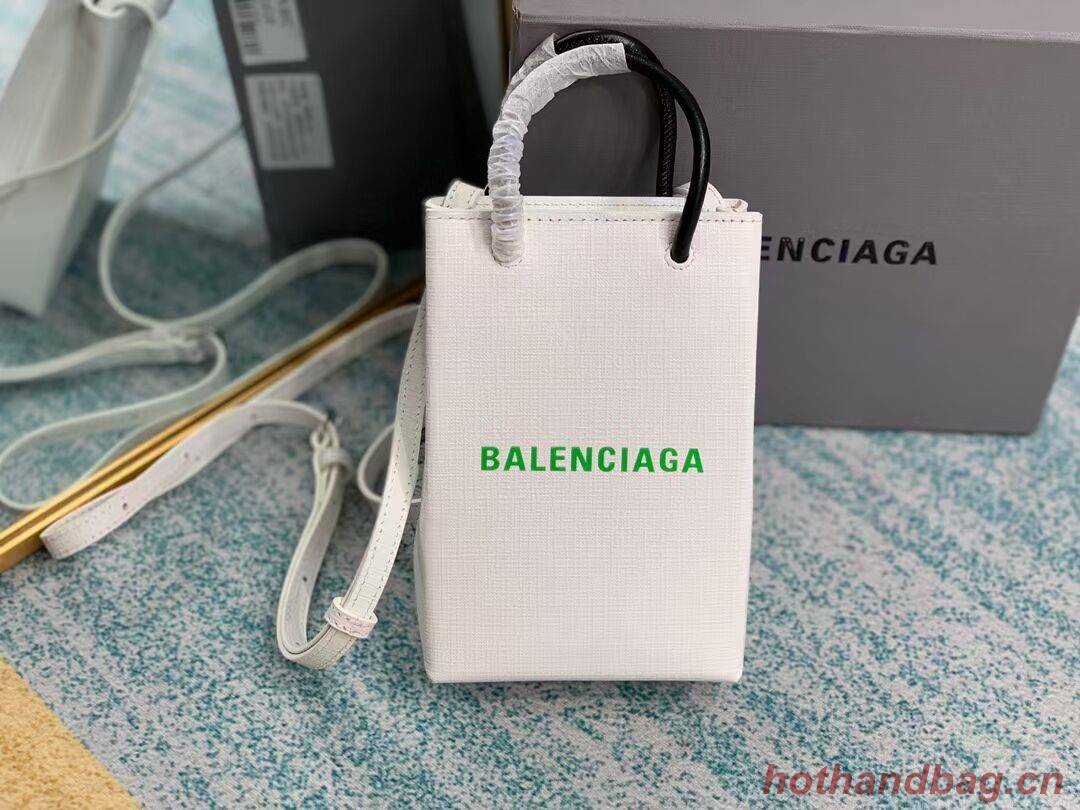 Balenciaga Original Leather Mini Shopper Bag B152865 white&green