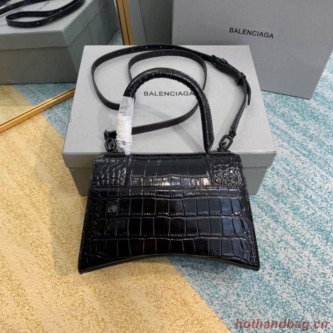 Balenciaga HOURGLASS SMALL TOP HANDLE BAG crocodile embossed calfskin B108895F