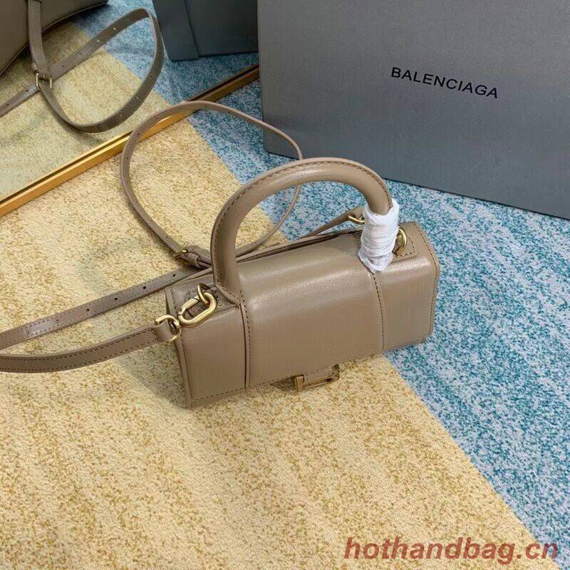 Balenciaga Hourglass XS Top Handle Bag shiny box calfskin 28331 apricot 