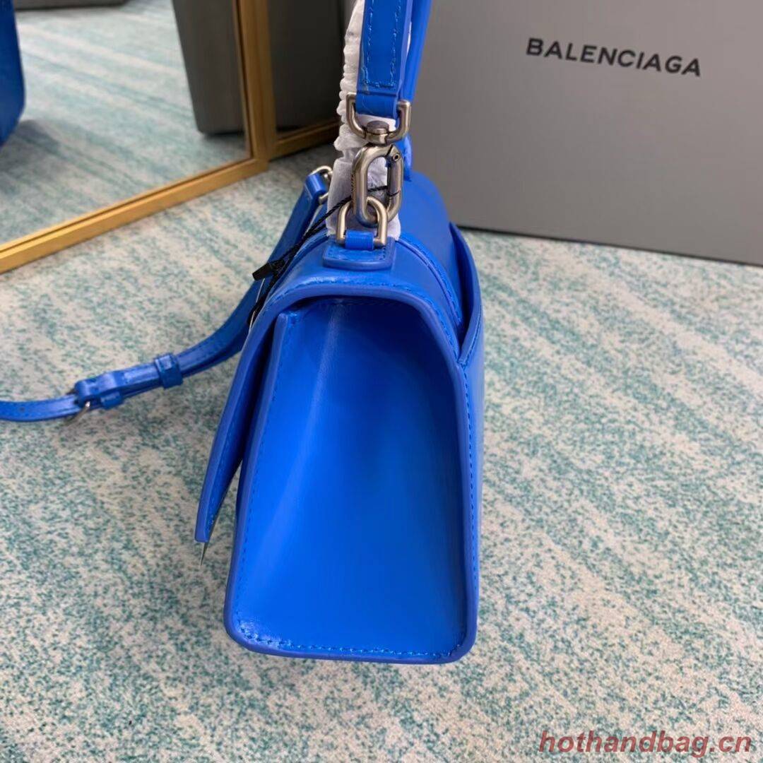 Balenciaga Hourglass XS Top Handle Bag shiny box calfskin 28331 blue