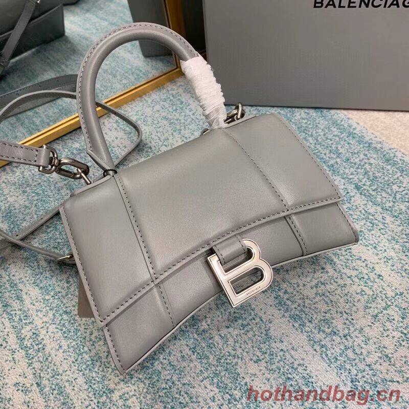 Balenciaga Hourglass XS Top Handle Bag shiny box calfskin 28331 grey