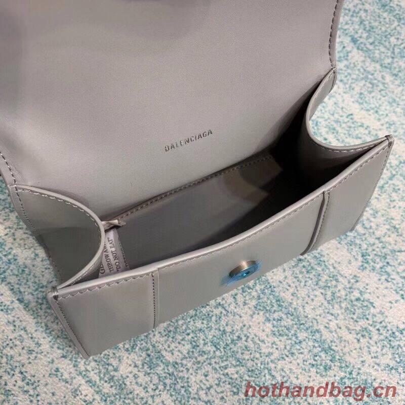 Balenciaga Hourglass XS Top Handle Bag shiny box calfskin 28331 grey