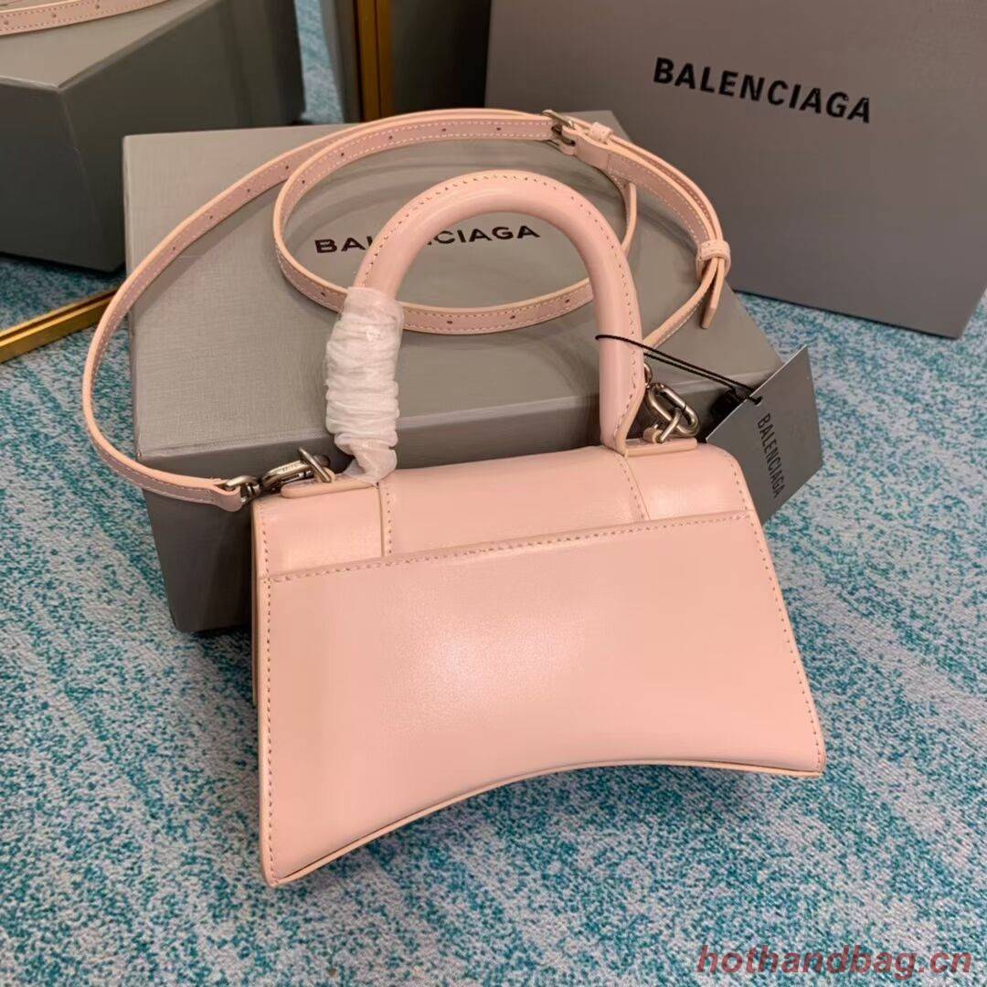 Balenciaga Hourglass XS Top Handle Bag shiny box calfskin 28331 LIGHT ROSE