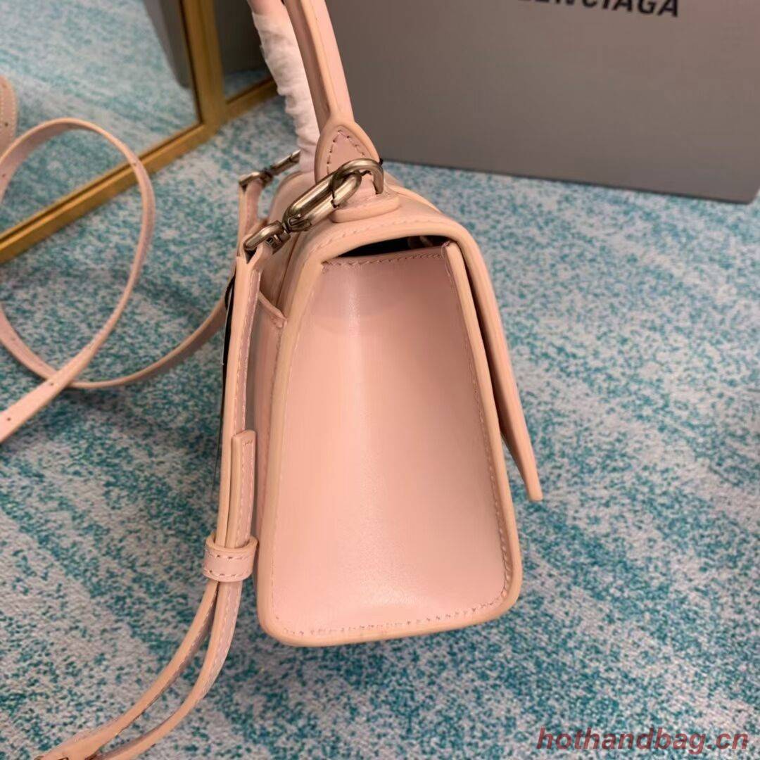 Balenciaga Hourglass XS Top Handle Bag shiny box calfskin 28331 LIGHT ROSE