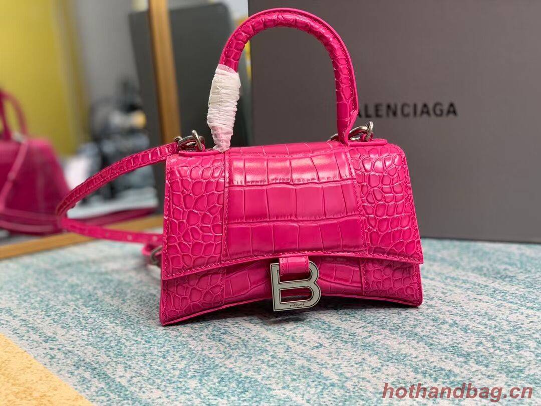 Balenciaga Hourglass XS Top Handle Bag 28331S neon pink