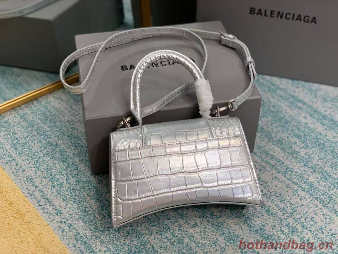 Balenciaga Hourglass XS Top Handle Bag 28331S silver