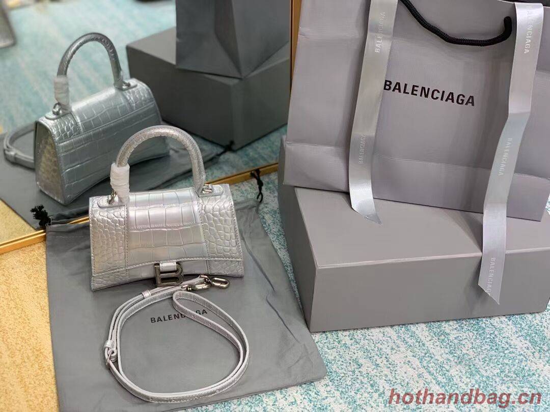 Balenciaga Hourglass XS Top Handle Bag 28331S silver