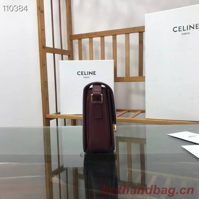 Celine TEEN TRIOMPHE BAG IN SHINY CALFSKIN MINERAL 188423 Burgundy