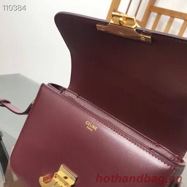 Celine TEEN TRIOMPHE BAG IN SHINY CALFSKIN MINERAL 188423 Burgundy