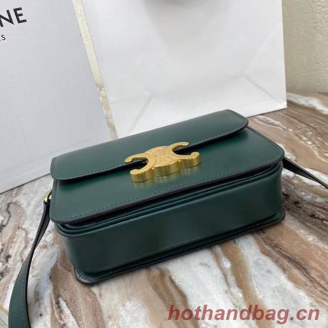 Celine TEEN TRIOMPHE BAG IN SHINY CALFSKIN MINERAL 188423 blackish green