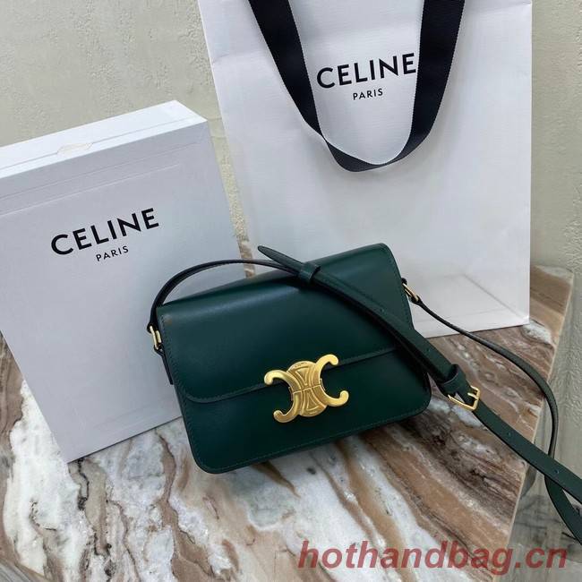 Celine TEEN TRIOMPHE BAG IN SHINY CALFSKIN MINERAL 188423 blackish green