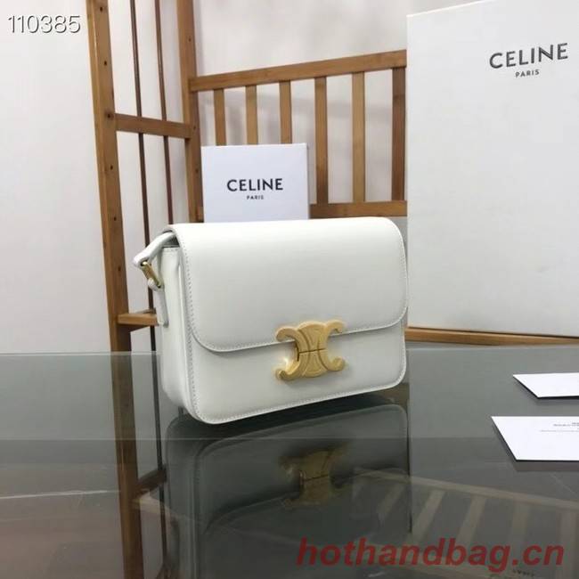 Celine TEEN TRIOMPHE BAG IN SHINY CALFSKIN MINERAL 188423 white