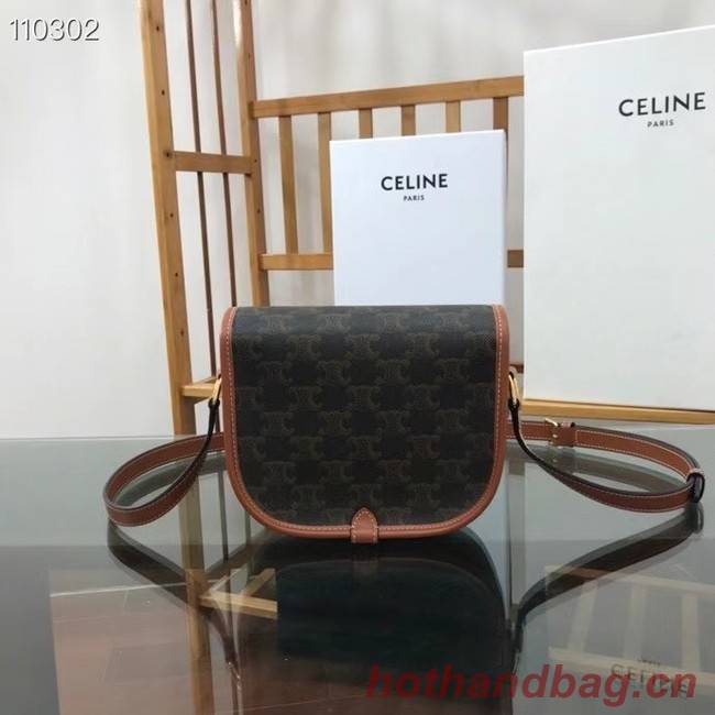 Celine TRIOMPHE SHOULDER BAG IN TRIOMPHE CANVAS AND CALFKSIN 191502 black