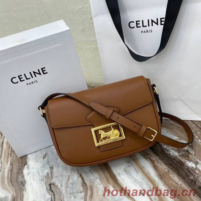 Celine TEEN TRIOMPHE BAG IN SHINY CALFSKIN MINERAL 195302 brown