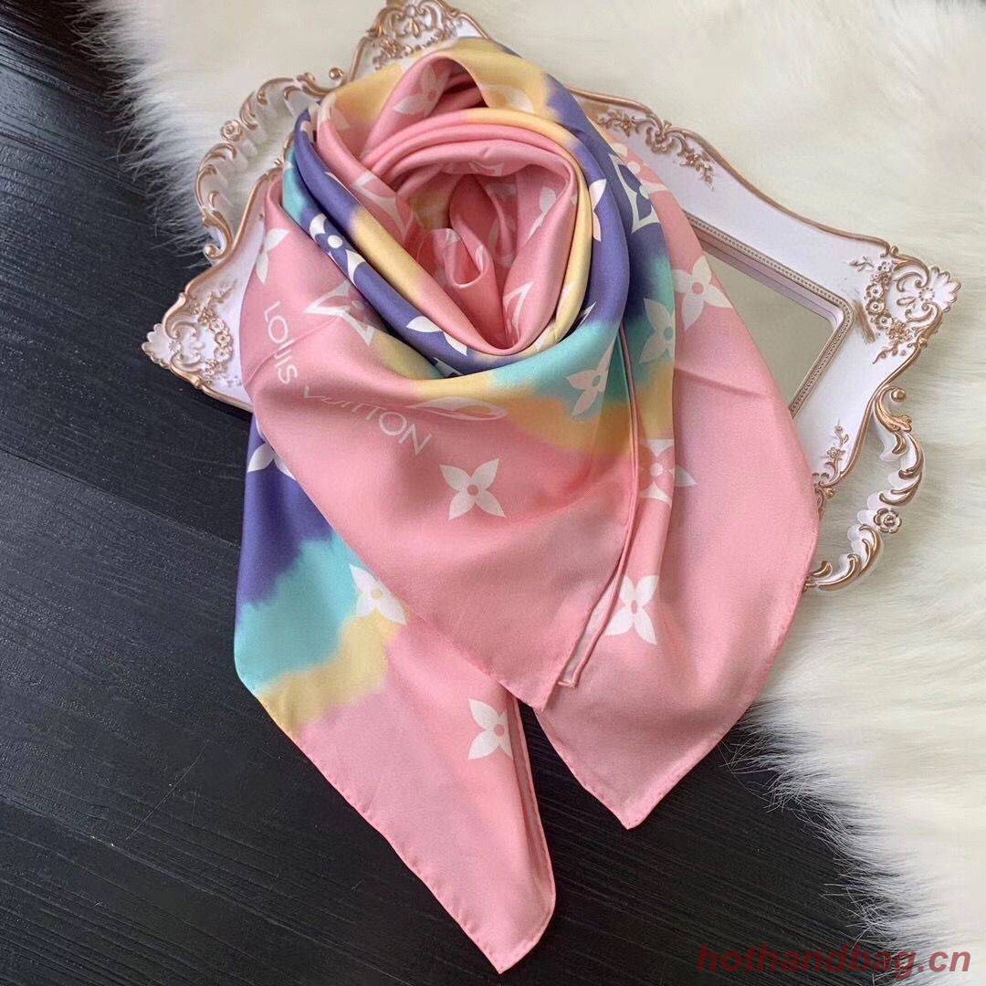 Louis Vuitton ESCALE MONOGRAM SQUARE Silk Scarf M76780 Pink