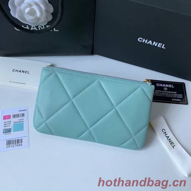 CHANEL 19 Sheepskin Original Leather Carry on bag AP1059 blue