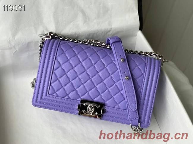 Chanel Le Boy Flap Shoulder Bag Original Leather A67086 purple