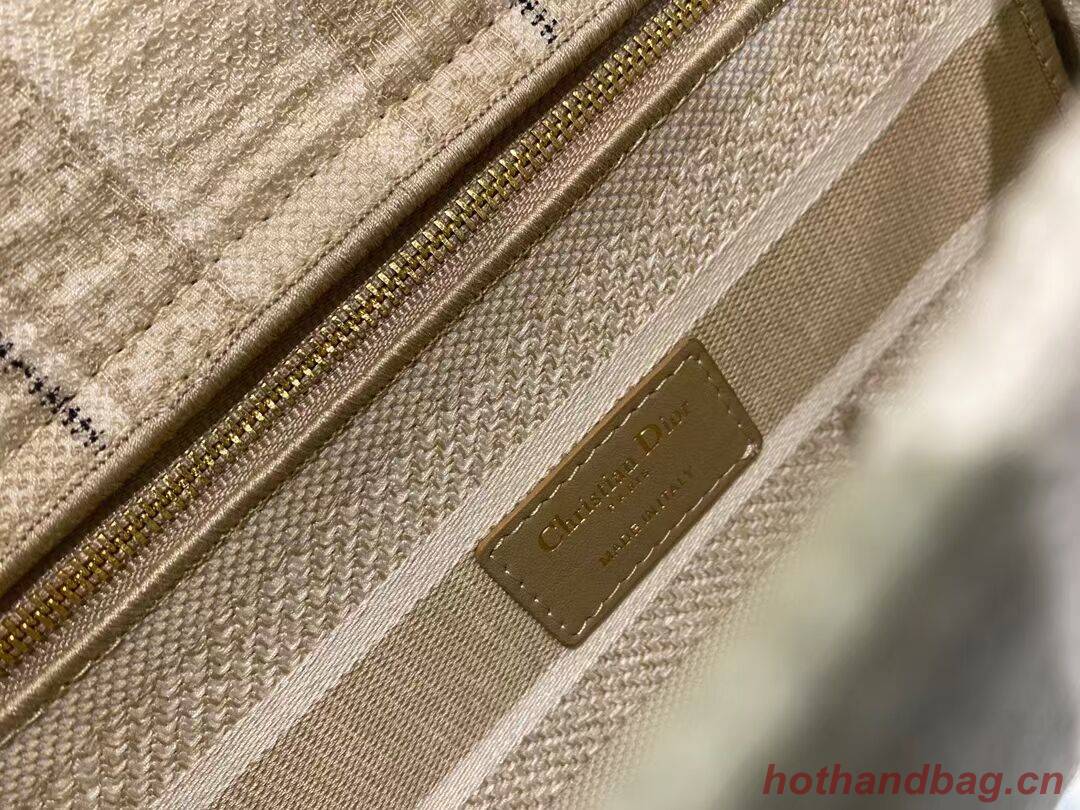 DIOR MEDIUM LADY D-LITE BAG Beige Stripes Embroidery M0565O