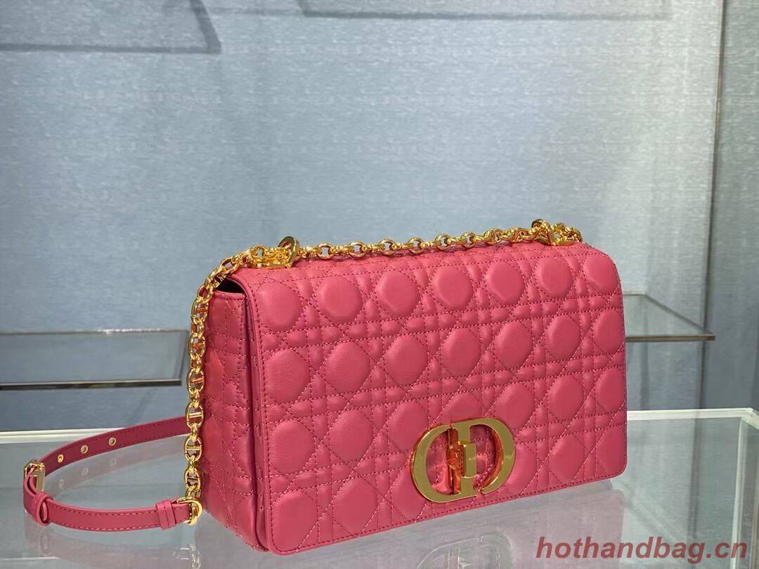 LARGE DIOR CARO BAG Soft Cannage Calfskin M9243U rose