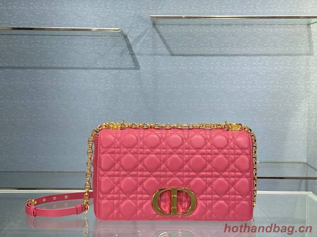 LARGE DIOR CARO BAG Soft Cannage Calfskin M9243U rose