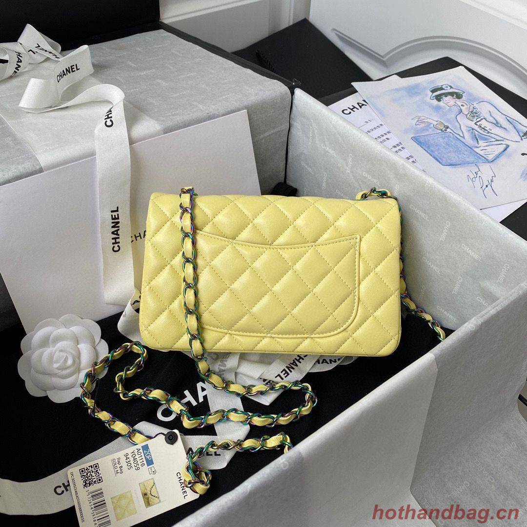 Chanel Classic Flap Shoulder Bag Original Sheepskin leather Colors Buckle A01116 Yellow&Blue