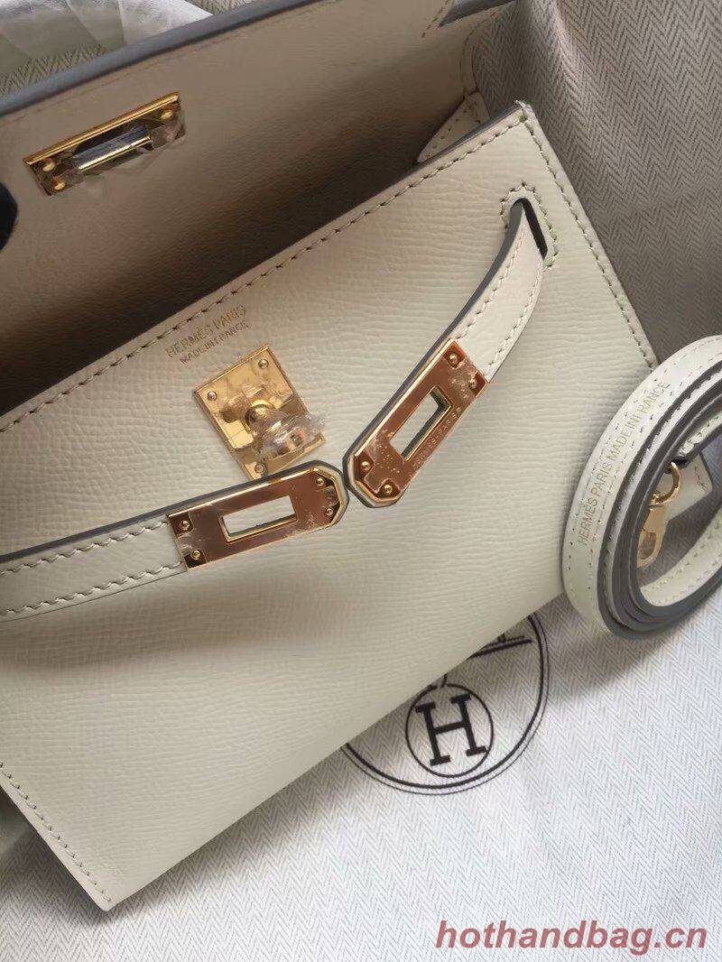 Hermes Kelly 19cm Shoulder Bags Epsom Leather KL19 Cream