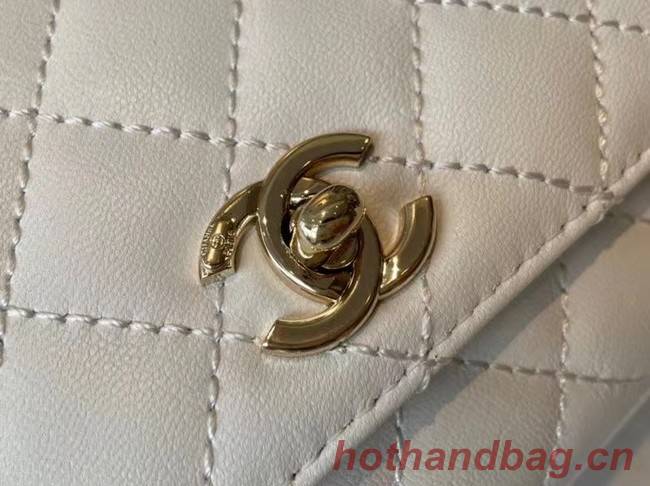 chanel mini flap bag with top handle AS2215 white