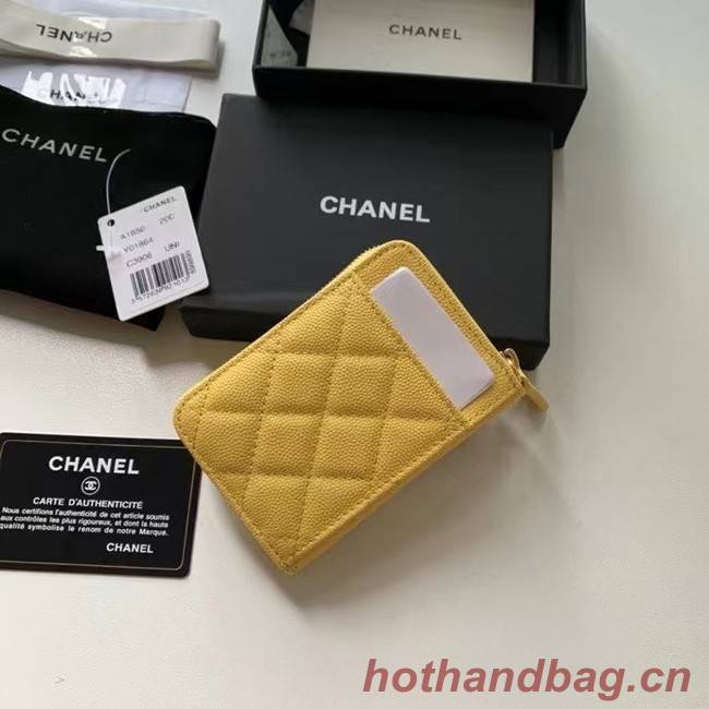 Chanel card holder Calfskin AP1650 yellow