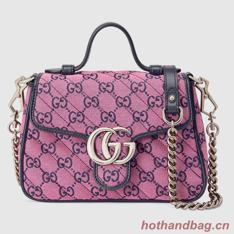 Gucci GG Marmont Multicolor mini top handle bag 583571 Pink and blue