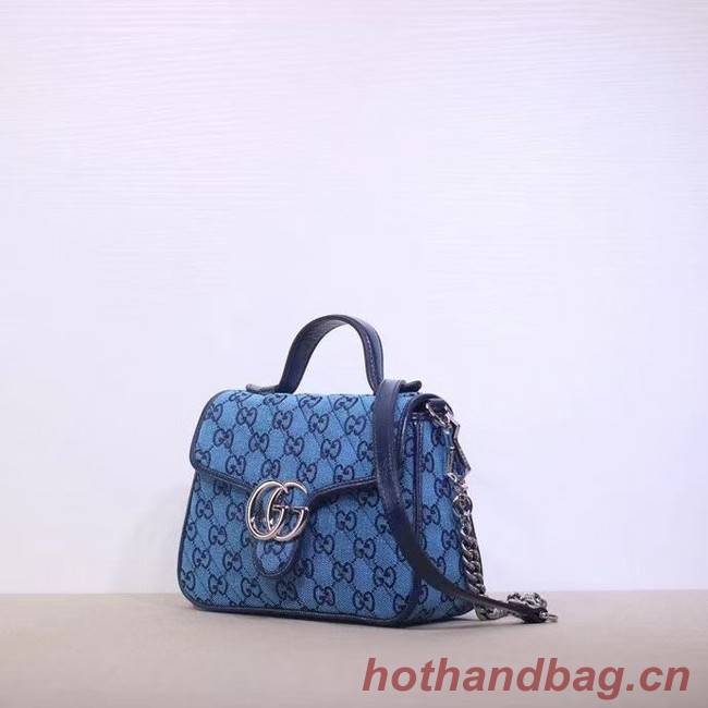 Gucci GG Marmont Multicolor mini top handle bag 583571 blue