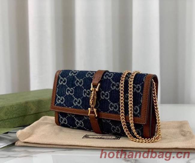 Gucci Jackie 1961 chain wallet denim 652681 blue