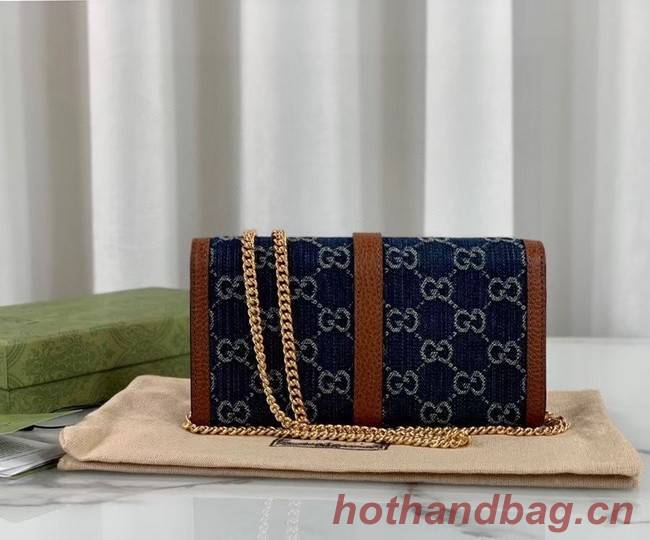 Gucci Jackie 1961 chain wallet denim 652681 blue