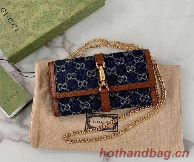 Gucci Jackie 1961 chain wallet denim 652681 blue