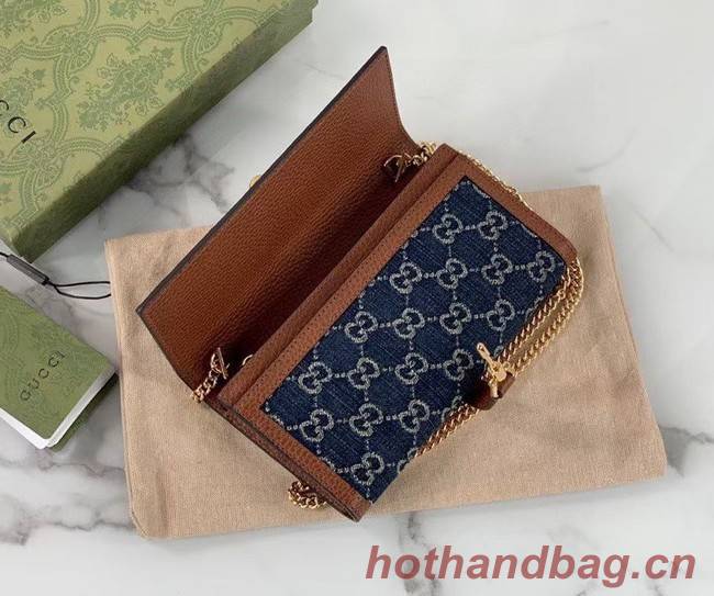 Gucci Jackie 1961 chain wallet denim 652681 blue