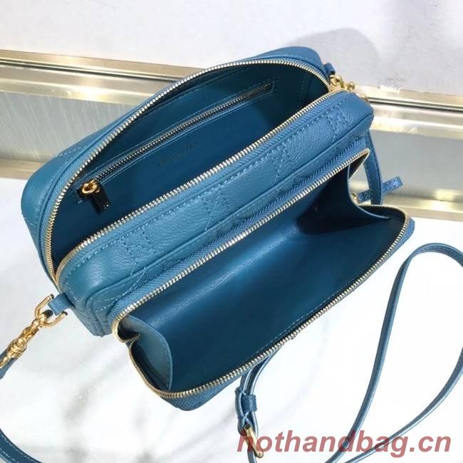 DIOR CARO DOUBLE POUCH Supple Cannage Calfskin S5037U blue