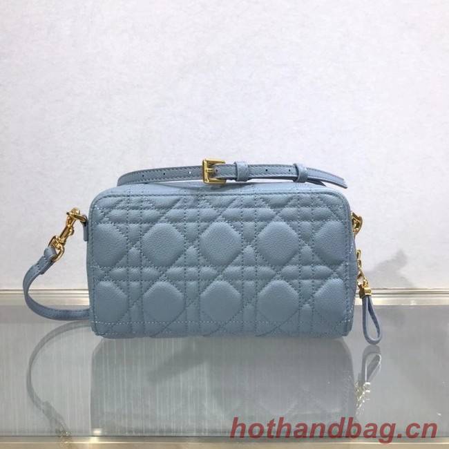 DIOR CARO DOUBLE POUCH Supple Cannage Calfskin S5037U light blue