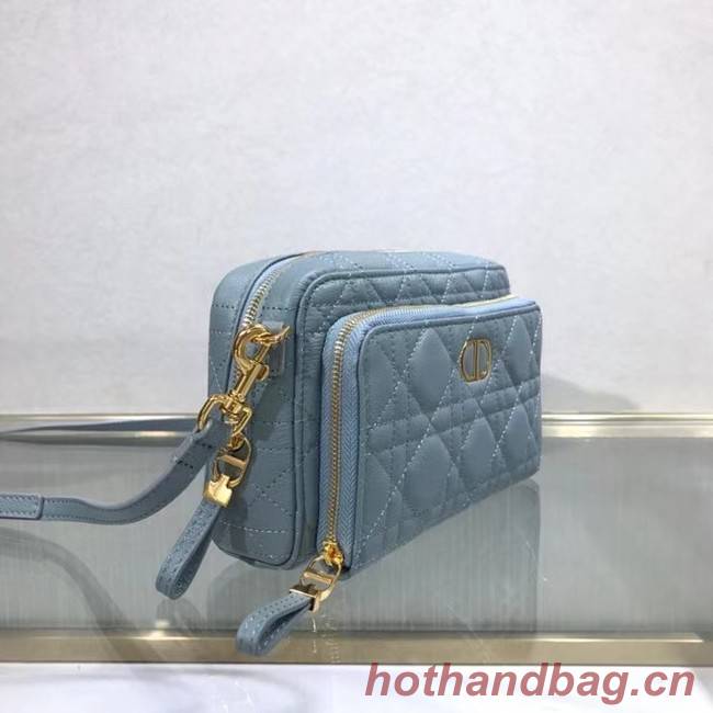 DIOR CARO DOUBLE POUCH Supple Cannage Calfskin S5037U light blue