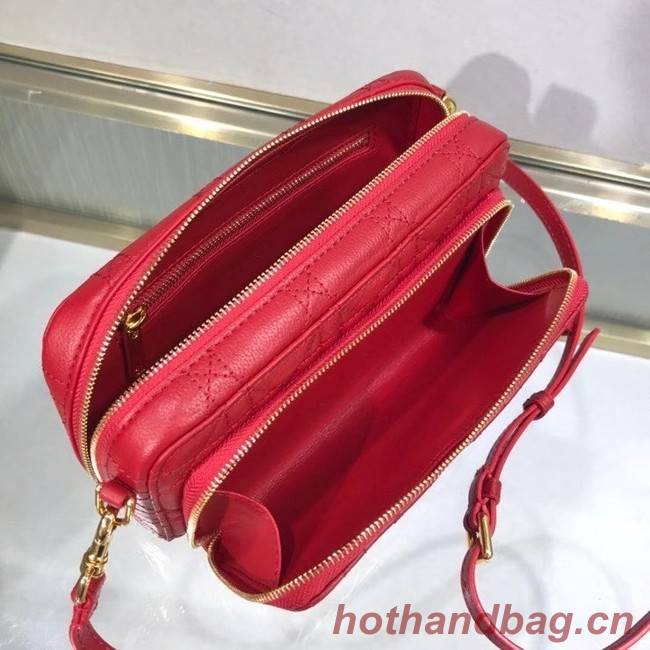 DIOR CARO DOUBLE POUCH Supple Cannage Calfskin S5037U red