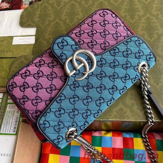 Gucci GG Marmont multicolor small shoulder bag 443497 Pink&blue&green&red