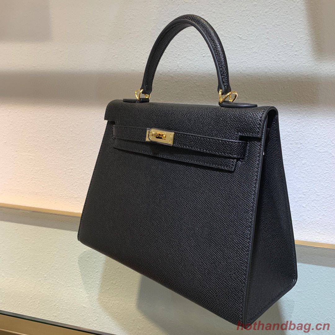 Hermes Kelly 22cm 25cm Tote Bag Original Epsom Leather Bag KL22 KL25 Black