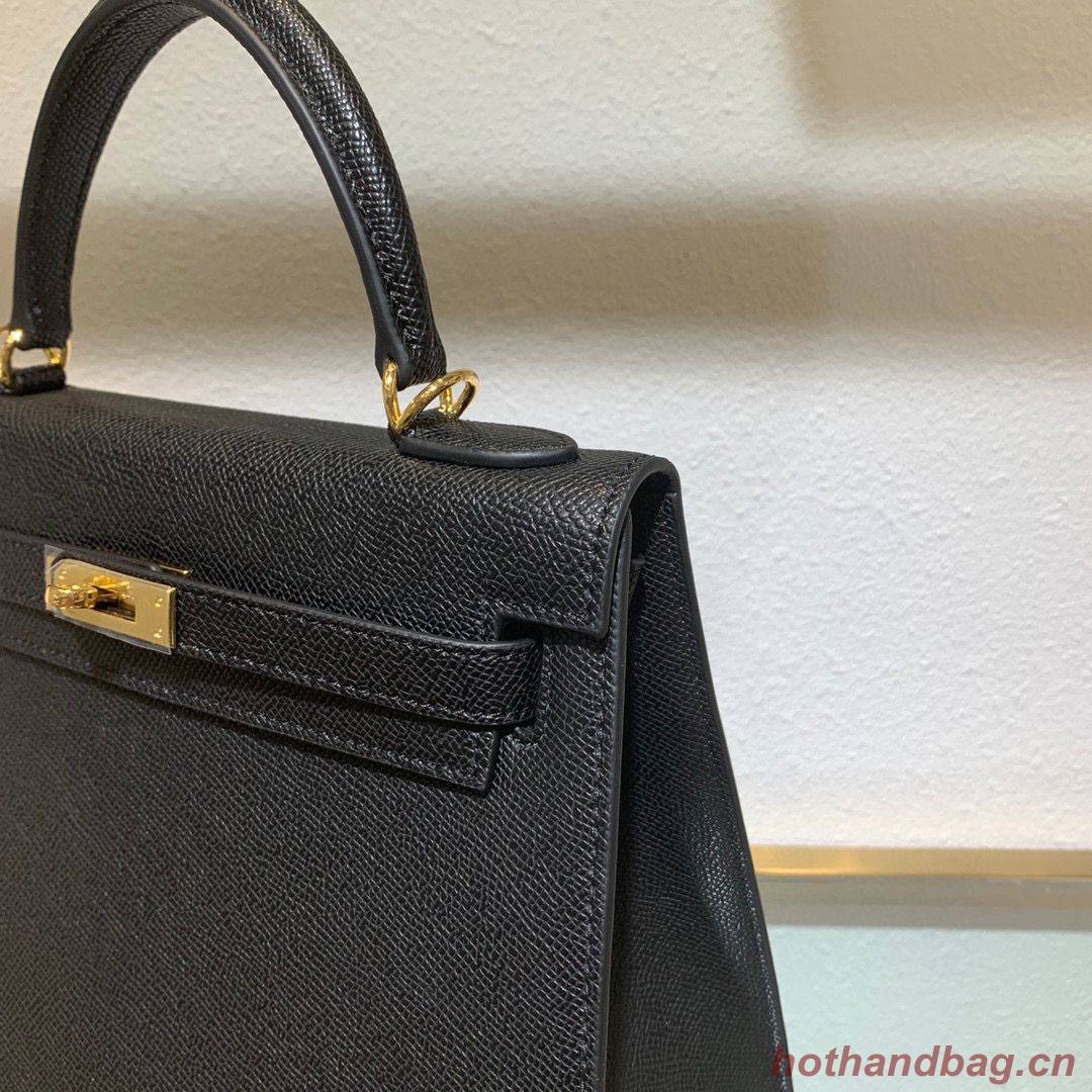 Hermes Kelly 22cm 25cm Tote Bag Original Epsom Leather Bag KL22 KL25 Black