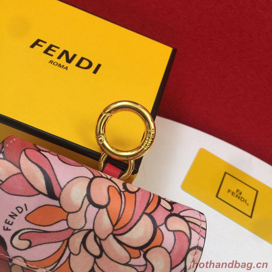 FENDI NANO BAGUETTE CHARM Nappa Original Leather Bag 7AR844 Flower