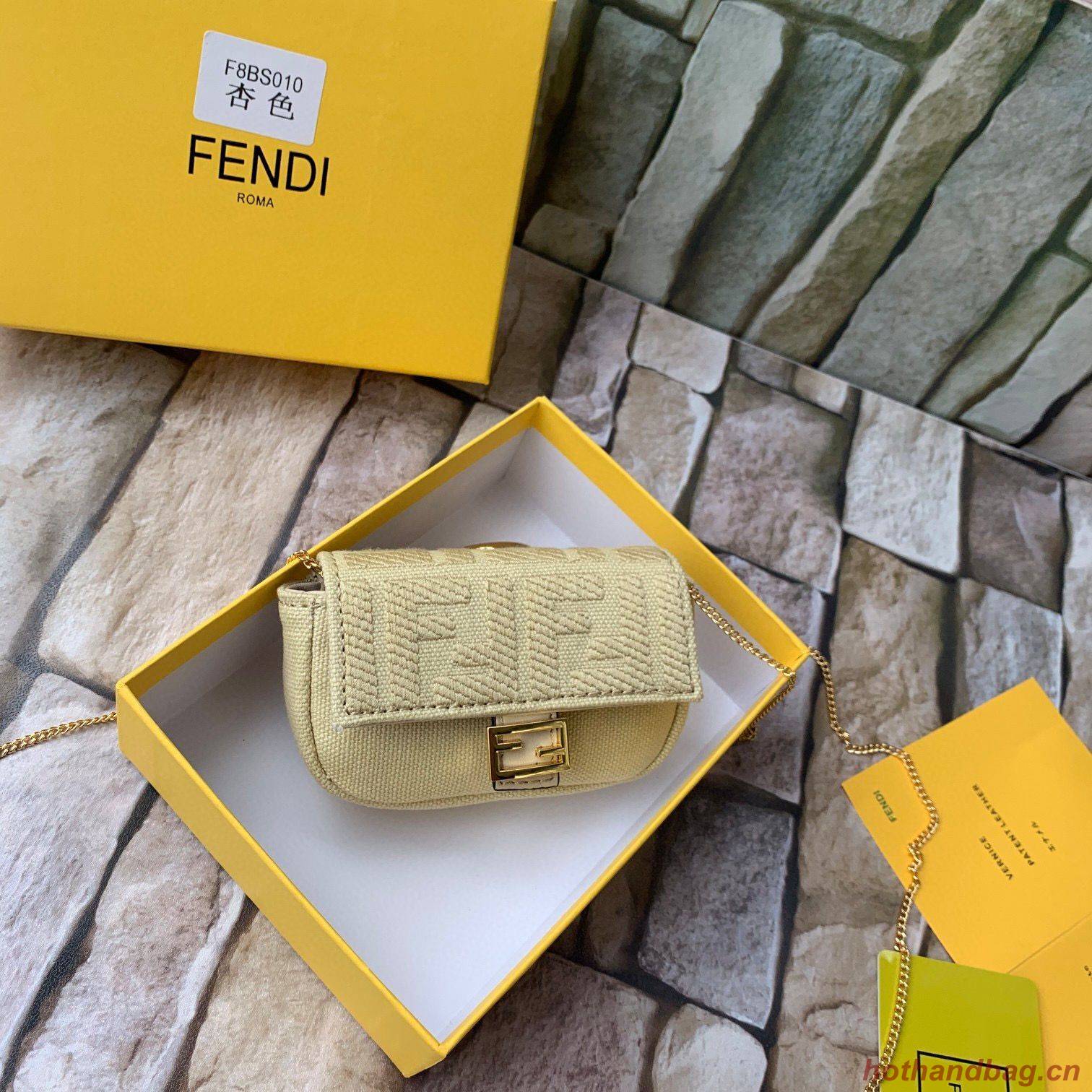 FENDI NANO BAGUETTE CHARM Nappa lcanvas Bag 7AR844 Yellow